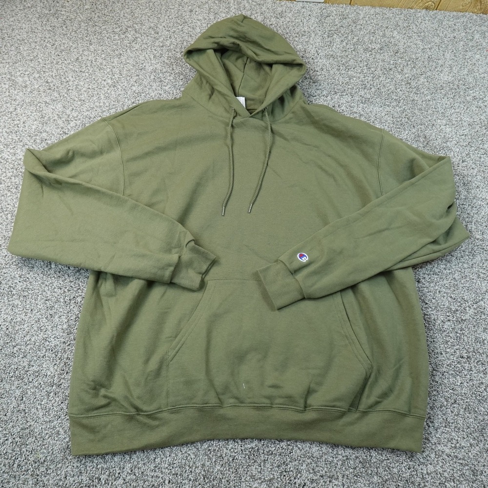 NEW Champion Hoodie Mens 2XL Green Fleece Pullover Sweatshirt Sweater Logo Top